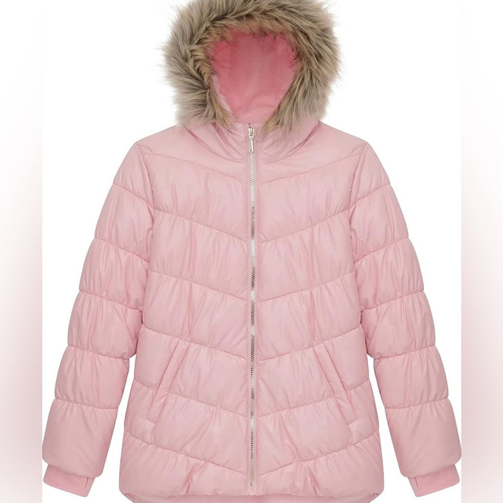 Girl’s Juicy Couture Pink Faux Fur Hooded Jacket Large / 14